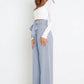 Tie Front Paperbag Wide Leg Pants