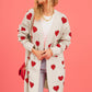Heart Graphic Open Front Cardigan with Pockets