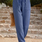 Textured Smocked Waist Pants with Pockets
