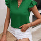 Notched Neck Butterfly Sleeve Blouse