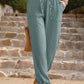 Textured Smocked Waist Pants with Pockets