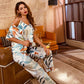 Printed Cami, Shirt, and Pants Lounge Set