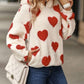 Fuzzy Heart Pocketed Dropped Shoulder Hoodie