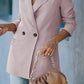 Double-Breasted Padded Shoulder Blazer with Pockets