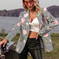 Printed Lapel Collar Long Sleeve Blazer