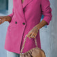 Double-Breasted Padded Shoulder Blazer with Pockets
