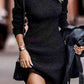 Rib-Knit Round Neck Sweater Dress