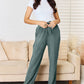 Basic Bae Full Size Ribbed Drawstring Hood Top and Straight Pants Set