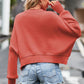 Round Neck Drop Shoulder Long Sleeve Sweater