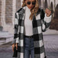 Plaid Collared Neck Coat with Pockets