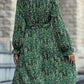 Printed Flounce Sleeve Surplice Neck Dress