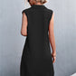 Buttoned Johnny Collar Sleeveless Dress