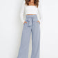 Tie Front Paperbag Wide Leg Pants