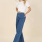 Flared high waist pin-tuck jeans