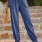 Textured Smocked Waist Pants with Pockets