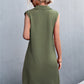 Buttoned Johnny Collar Sleeveless Dress