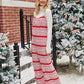 Christmas Color Contrast Wide-Legged Jumpsuit