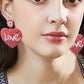 LOVE Beaded Heart Earrings