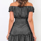 Printed Off-Shoulder Ruffle Hem Dress