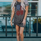 US Flag Graphic Twisted Raglan Sleeve Dress