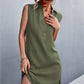 Buttoned Johnny Collar Sleeveless Dress