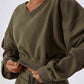 V-Neck Dropped Shoulder Sports Sweatshirt