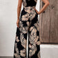 Printed Strapless Wide Leg Jumpsuit with Pockets