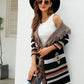 Fringe Geometric Hooded Long Sleeve Cardigan