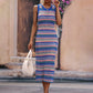 Striped Round Neck Sleeveless Midi Cover Up Dress