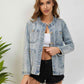 Button Up Round Neck Denim Jacket