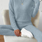 Ribbed Round Neck Top and Pants Set