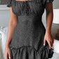 Printed Off-Shoulder Ruffle Hem Dress