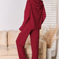 Basic Bae Full Size Ribbed Drawstring Hood Top and Straight Pants Set