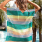 Openwork Striped V-Neck Short Sleeve Cover Up