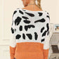 Full Size Two-Tone Boat Neck Sweater