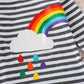 Girls Rainbow Graphic Striped Long Sleeve Dress