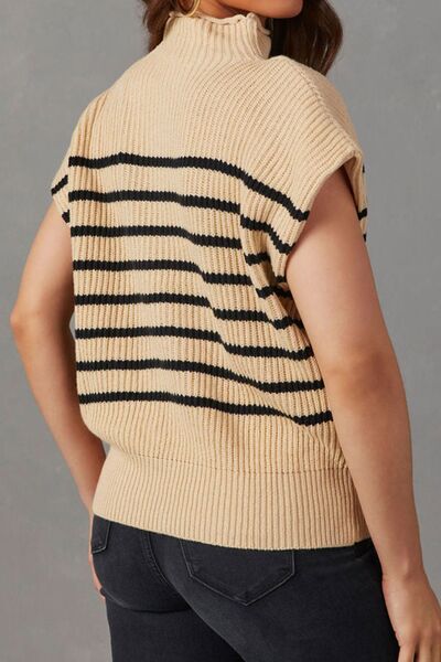 Striped Mock Neck Sweater Vest