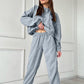 Half Zip Drawstring Hoodie and Pants Set