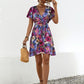 Printed Surplice Tie Waist Mini Dress