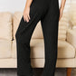 Basic Bae Full Size Ribbed Drawstring Hood Top and Straight Pants Set