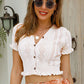 Buttoned Frill Hem Cropped Knit Top
