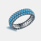925 Sterling Silver Triple Row Artificial Turquoise Ring