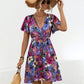 Printed Surplice Tie Waist Mini Dress