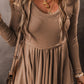 Scoop Neck Long Sleeve Peplum T-Shirt