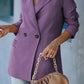 Double-Breasted Padded Shoulder Blazer with Pockets