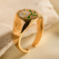 Flower Pattern Stainless Steel Open Ring
