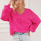 Pearl Detail V-Neck Long Sleeve Sweater