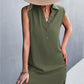 Buttoned Johnny Collar Sleeveless Dress