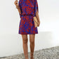 Tied Printed Mock Neck Mini Dress