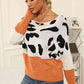 Full Size Two-Tone Boat Neck Sweater